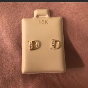10k gold letter “D” earrings